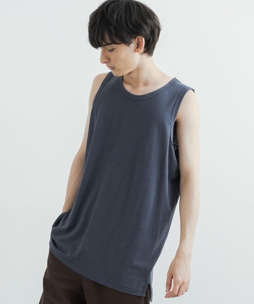 Audience（オーディエンス）の「日本製/国産 プレミアリネンコットン天竺タンクトップ AUD6368（タンクトップ・メンズ・オフホワイト/ミント/グレイッシュベージュ/チャコール・M/L/XL）」の6枚目の写真