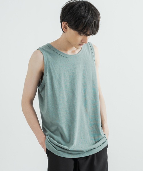 Audience（オーディエンス）の「日本製/国産 プレミアリネンコットン天竺タンクトップ AUD6368（タンクトップ・メンズ・オフホワイト/ミント/グレイッシュベージュ/チャコール・M/L/XL）」の15枚目の写真