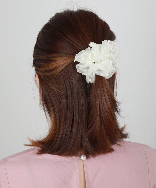 UNE MANSION(ユヌマンション)の「ドットシースルーシュシュ(シュシュ・レディース・ホワイト/スカイブルー/ブラック/ピンク・ONE SIZE)」の5枚目の写真