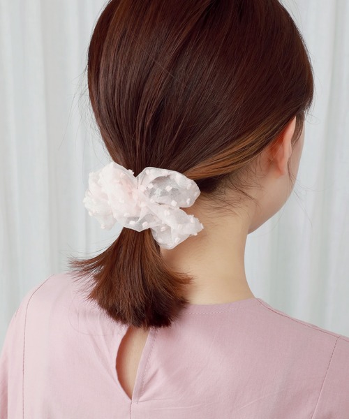 UNE MANSION(ユヌマンション)の「ドットシースルーシュシュ(シュシュ・レディース・ホワイト/スカイブルー/ブラック/ピンク・ONE SIZE)」の9枚目の写真