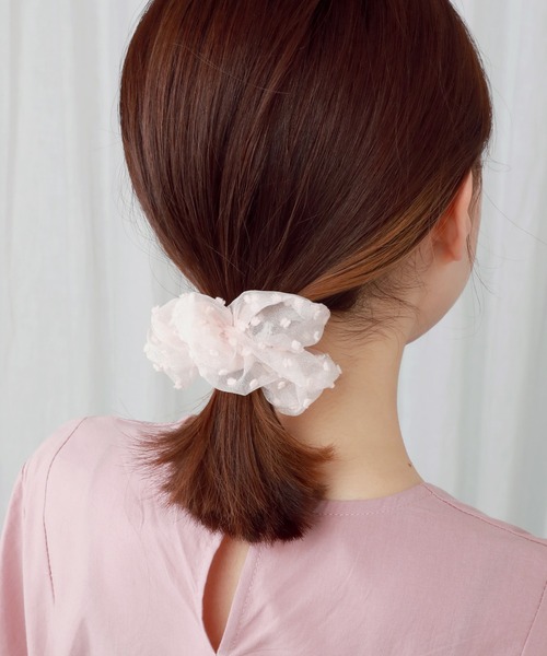 UNE MANSION(ユヌマンション)の「ドットシースルーシュシュ(シュシュ・レディース・ホワイト/スカイブルー/ブラック/ピンク・ONE SIZE)」の10枚目の写真