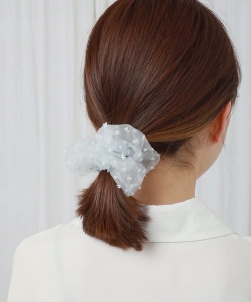 UNE MANSION(ユヌマンション)の「ドットシースルーシュシュ(シュシュ・レディース・ホワイト/スカイブルー/ブラック/ピンク・ONE SIZE)」の11枚目の写真