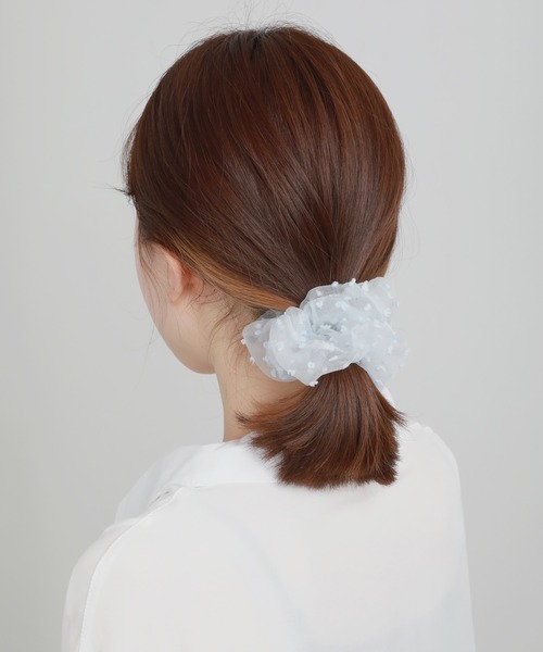 UNE MANSION(ユヌマンション)の「ドットシースルーシュシュ(シュシュ・レディース・ホワイト/スカイブルー/ブラック/ピンク・ONE SIZE)」の13枚目の写真