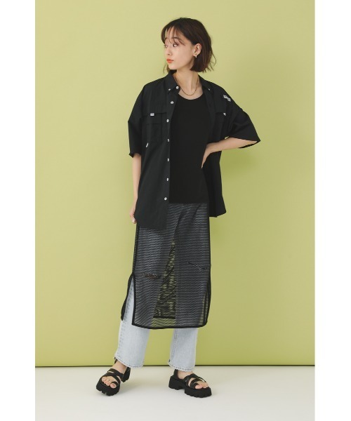 SHEL'TTER ORIGINAL(シェルターオリジナル)の「メッシュロングタンクトップ(タンクトップ・レディース・ホワイト/グリーン/ブラック・FREE)」の3枚目の写真