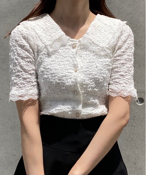 Voyage titty&Co.PETIT（ボヤージュティティアンドコープチ）の「【Voyage titty&Co.PETIT】フロントボタンレーストップス（Tシャツ/カットソー・レディース・アイボリー・FREE）」の3枚目の写真