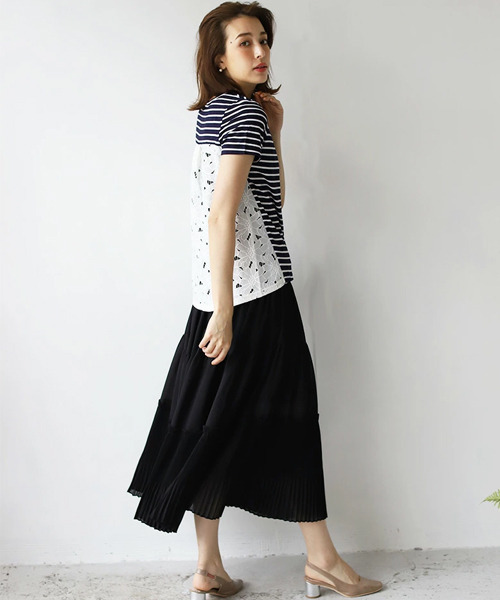 REAL CUBE（リアルキューブ）の「バックレースボーダーTシャツ（Tシャツ/カットソー・レディース・ホワイト×ブラック/ネイビー×ホワイト・M）」の7枚目の写真