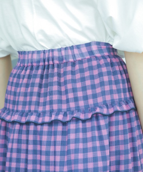 ROSE BUD（ローズバッド）の「ギンガムティアードスカート（スカート・レディース・ブルー/ピンク・FREE）」の14枚目の写真