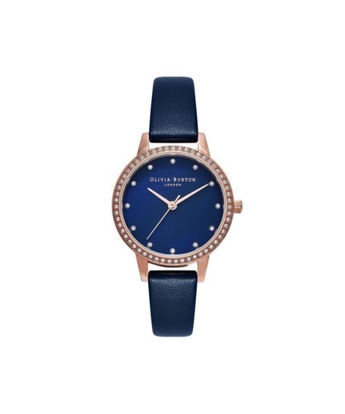 OLIVIA BURTON(オリビアバートン)の「※使用禁止「OLIVIA BURTON/オリビアバートン」クラシックス - ミディ ミッドナイトブルーマザーオブパール&ローズゴールドスパークルベゼル/ネイビーストラップ(アナログ腕時計・レディース・ダークネイビー・FREE)」の4枚目の写真