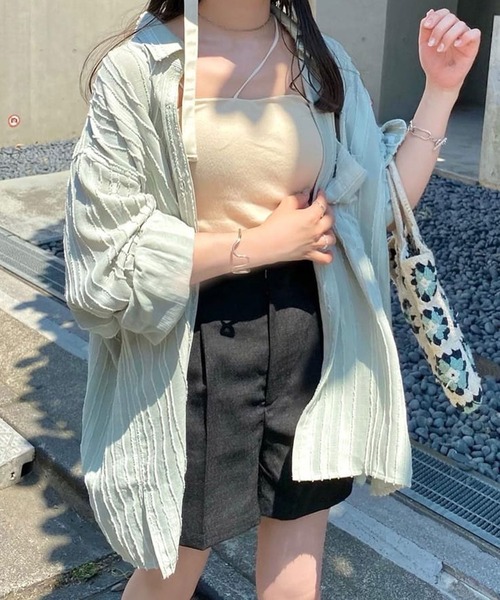 Kastane(カスタネ)の「ストライプジャガードシャツ(シャツ/ブラウス・レディース・アイボリー/グリーン/オレンジ・FREE)」の3枚目の写真