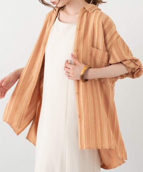 Kastane(カスタネ)の「ストライプジャガードシャツ(シャツ/ブラウス・レディース・アイボリー/グリーン/オレンジ・FREE)」の17枚目の写真