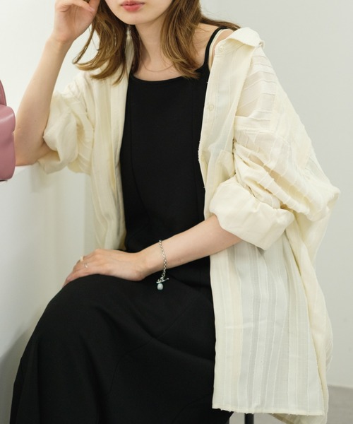 Kastane(カスタネ)の「ストライプジャガードシャツ(シャツ/ブラウス・レディース・アイボリー/グリーン/オレンジ・FREE)」の9枚目の写真