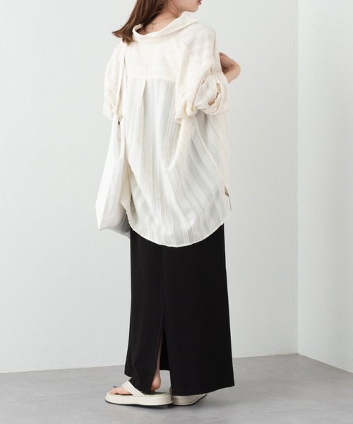 Kastane(カスタネ)の「ストライプジャガードシャツ(シャツ/ブラウス・レディース・アイボリー/グリーン/オレンジ・FREE)」の5枚目の写真