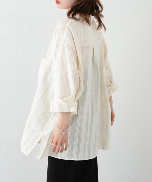 Kastane(カスタネ)の「ストライプジャガードシャツ(シャツ/ブラウス・レディース・アイボリー/グリーン/オレンジ・FREE)」の19枚目の写真