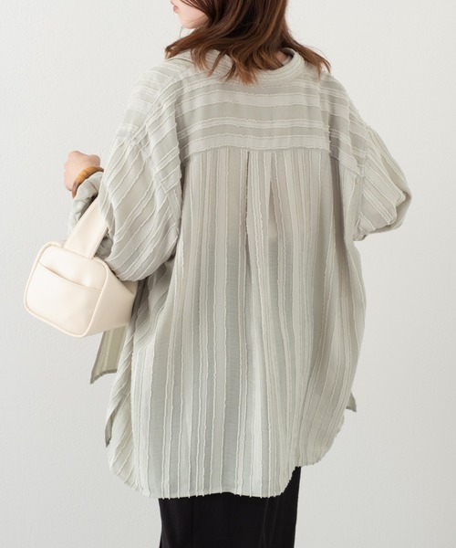 Kastane(カスタネ)の「ストライプジャガードシャツ(シャツ/ブラウス・レディース・アイボリー/グリーン/オレンジ・FREE)」の12枚目の写真