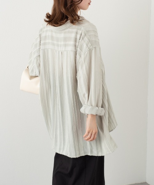 Kastane(カスタネ)の「ストライプジャガードシャツ(シャツ/ブラウス・レディース・アイボリー/グリーン/オレンジ・FREE)」の7枚目の写真