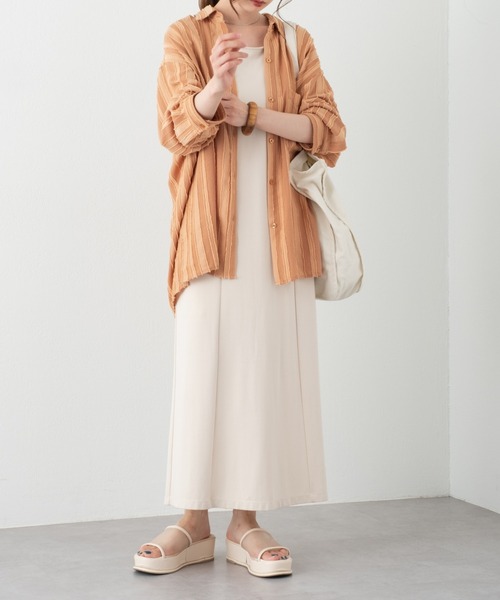 Kastane(カスタネ)の「ストライプジャガードシャツ(シャツ/ブラウス・レディース・アイボリー/グリーン/オレンジ・FREE)」の13枚目の写真