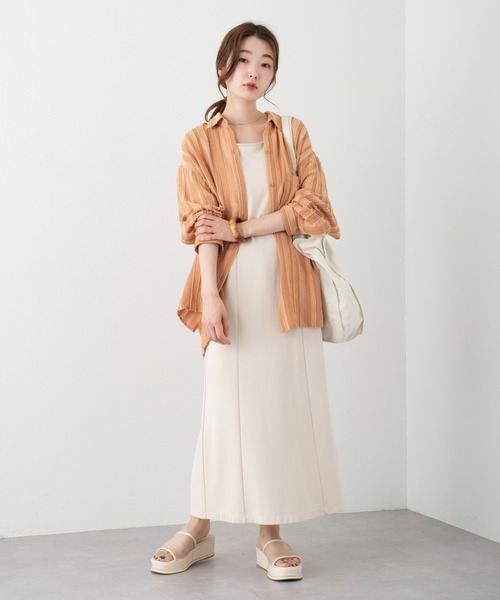 Kastane(カスタネ)の「ストライプジャガードシャツ(シャツ/ブラウス・レディース・アイボリー/グリーン/オレンジ・FREE)」の18枚目の写真