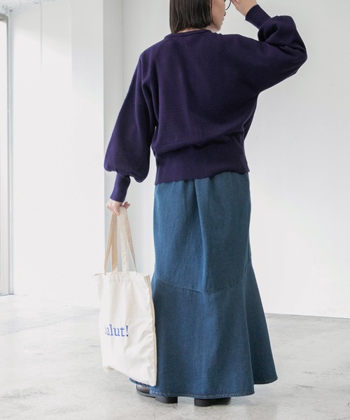 BONLECILL(ボンルシール)の「ラグランボリュームスリーブ パールボタンニットカーディガン(カーディガン/ボレロ・レディース・ブラック/ネイビー/レッド/アイボリー/ブラック系1/グレー/ピンク・FREE)」の15枚目の写真