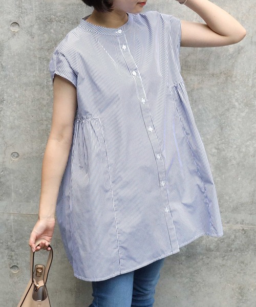 HONEYSUCKLE ROSE（ハニーサックルローズ）の「【HONEYSUCKLE ROSE】デザインフレアブラウス（シャツ/ブラウス・レディース・ネイビー/ホワイト/グリーン・M/L）」の3枚目の写真