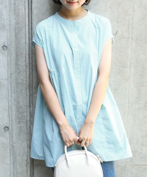 HONEYSUCKLE ROSE（ハニーサックルローズ）の「【HONEYSUCKLE ROSE】デザインフレアブラウス（シャツ/ブラウス・レディース・ネイビー/ホワイト/グリーン・M/L）」の2枚目の写真