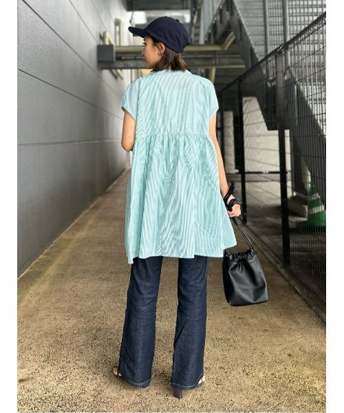 HONEYSUCKLE ROSE（ハニーサックルローズ）の「【HONEYSUCKLE ROSE】デザインフレアブラウス（シャツ/ブラウス・レディース・ネイビー/ホワイト/グリーン・M/L）」の9枚目の写真