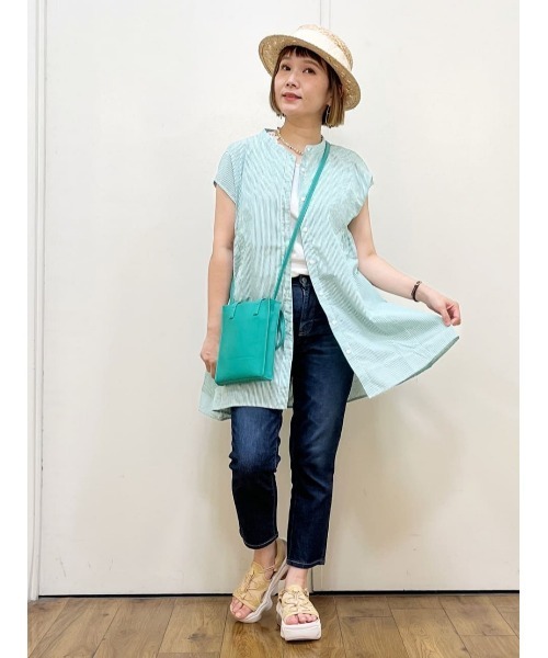 HONEYSUCKLE ROSE（ハニーサックルローズ）の「【HONEYSUCKLE ROSE】デザインフレアブラウス（シャツ/ブラウス・レディース・ネイビー/ホワイト/グリーン・M/L）」の15枚目の写真