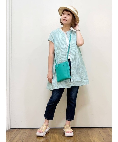 HONEYSUCKLE ROSE（ハニーサックルローズ）の「【HONEYSUCKLE ROSE】デザインフレアブラウス（シャツ/ブラウス・レディース・ネイビー/ホワイト/グリーン・M/L）」の16枚目の写真