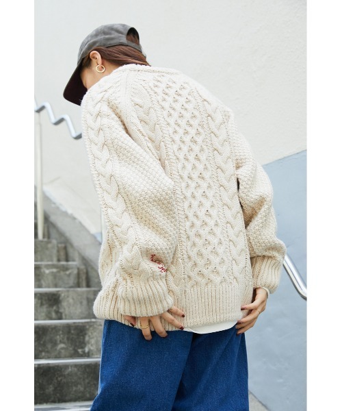 RODEO CROWNS WIDE BOWL（ロデオクラウンズワイドボウル）の「GOOD OLD フィッシャーマンニットトップス（ニット/セーター・レディース・アイボリー/スモークピンク/イエロー/ネイビー・FREE）」の15枚目の写真