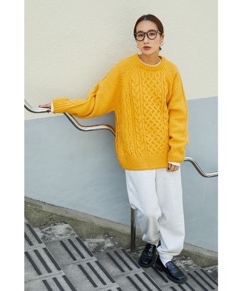 RODEO CROWNS WIDE BOWL（ロデオクラウンズワイドボウル）の「GOOD OLD フィッシャーマンニットトップス（ニット/セーター・レディース・アイボリー/スモークピンク/イエロー/ネイビー・FREE）」の11枚目の写真