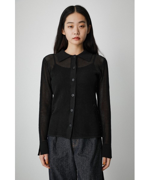 MESH POLO KNIT TOPS/メッシュポロニットトップス（ニット