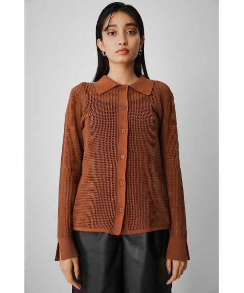 ニット セーター Mesh Polo Knit レディース AZUL by moussy（アズールバイマウジー）の「MESH POLO KNIT