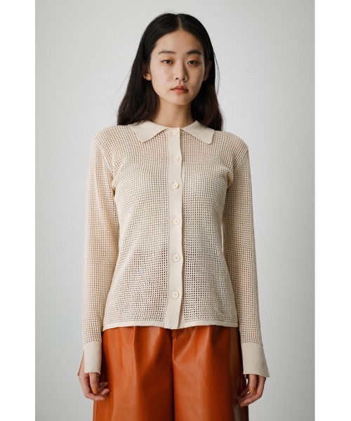 MESH POLO KNIT TOPS/メッシュポロニットトップス（ニット