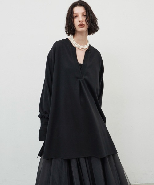 LA BELLE ETUDE(ラベルエチュード)の「ニット×カットソーVネックトップス(Tシャツ/カットソー・レディース・ブラック・FREE)」の2枚目の写真
