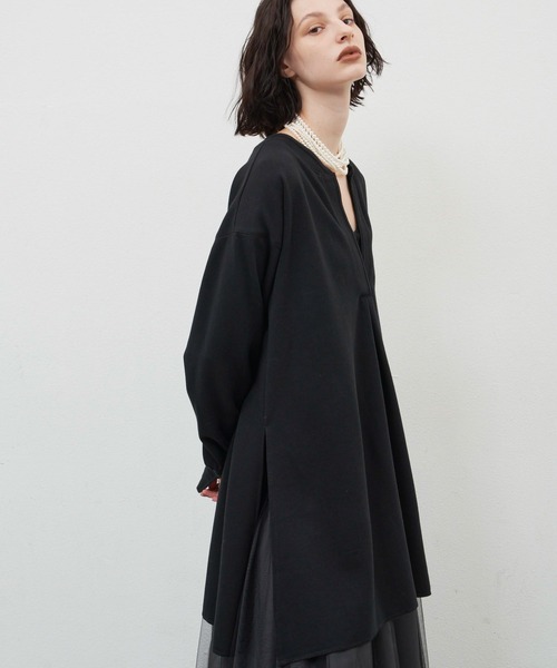 LA BELLE ETUDE(ラベルエチュード)の「ニット×カットソーVネックトップス(Tシャツ/カットソー・レディース・ブラック・FREE)」の3枚目の写真