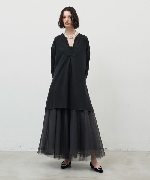 LA BELLE ETUDE(ラベルエチュード)の「ニット×カットソーVネックトップス(Tシャツ/カットソー・レディース・ブラック・FREE)」の5枚目の写真