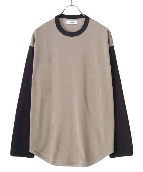 marka（マーカ）の「marka / マーカ：RINGER BASE BALL TEE L/S - organic cotton knit -：M22D-01CS01C[COR]（Tシャツ/カットソー・メンズ・ブラック/ベージュ/グリーン・1/2/3）」の2枚目の写真