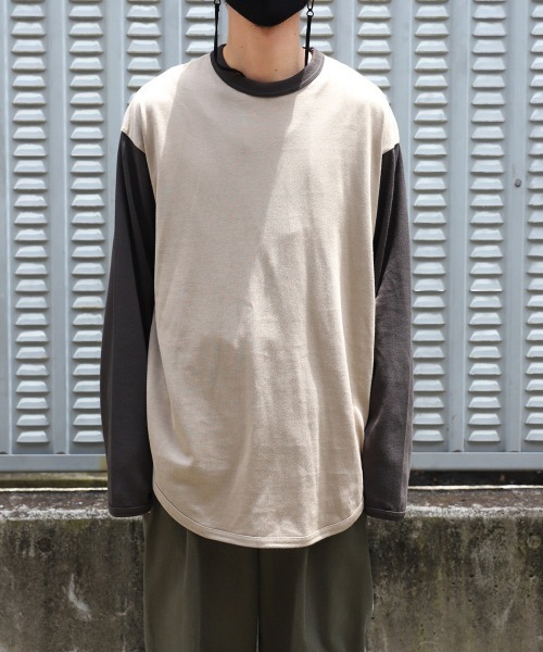 marka（マーカ）の「marka / マーカ：RINGER BASE BALL TEE L/S - organic cotton knit -：M22D-01CS01C[COR]（Tシャツ/カットソー・メンズ・ブラック/ベージュ/グリーン・1/2/3）」の5枚目の写真