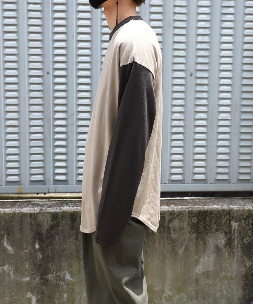 marka（マーカ）の「marka / マーカ：RINGER BASE BALL TEE L/S - organic cotton knit -：M22D-01CS01C[COR]（Tシャツ/カットソー・メンズ・ブラック/ベージュ/グリーン・1/2/3）」の6枚目の写真