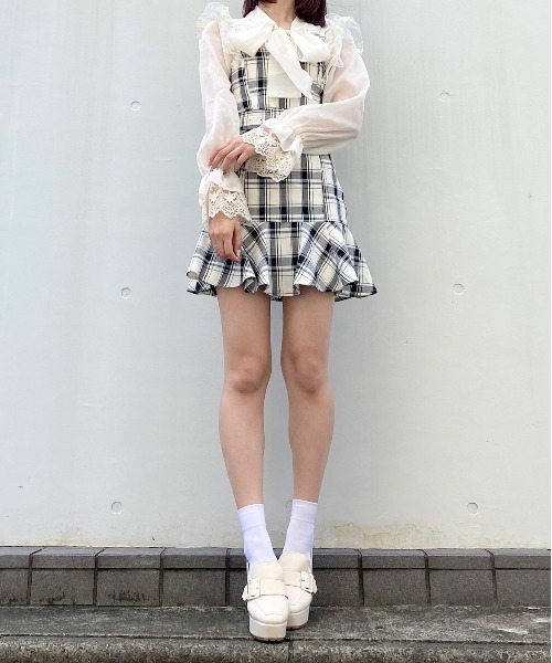 TITTY&CO.(ティティーアンドコー)の「【TITTY&CO.】フレアマーメイドミニジャンスカ(ワンピース・レディース・ブラック/マルチ/グレー・FREE)」の5枚目の写真