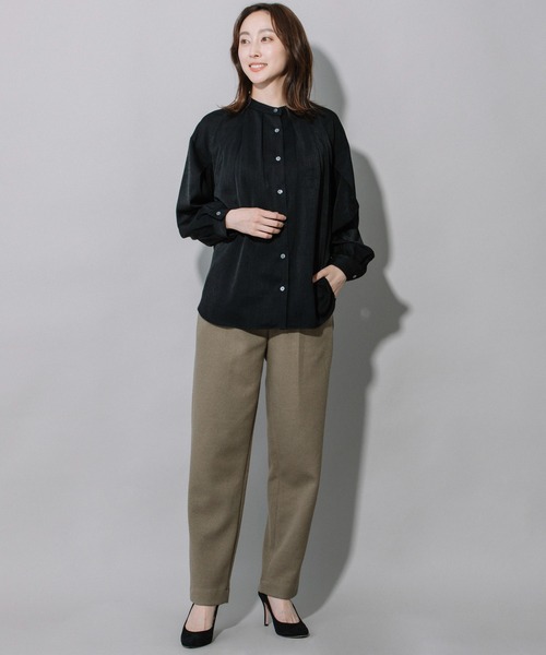 Munich（ミューニック）の「ダブルフェイスブークレーワイドカーブパンツ（スラックス・レディース・ブラック/ダークブラウン/ライトカーキ・S/M/XS）」の15枚目の写真