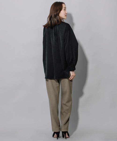 Munich（ミューニック）の「ダブルフェイスブークレーワイドカーブパンツ（スラックス・レディース・ブラック/ダークブラウン/ライトカーキ・S/M/XS）」の16枚目の写真