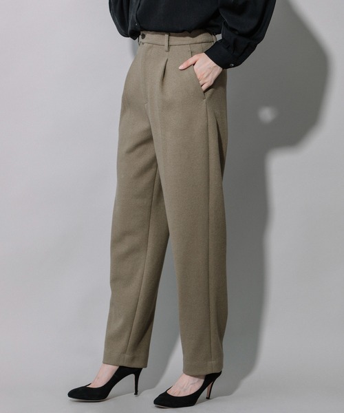 Munich（ミューニック）の「ダブルフェイスブークレーワイドカーブパンツ（スラックス・レディース・ブラック/ダークブラウン/ライトカーキ・S/M/XS）」の9枚目の写真