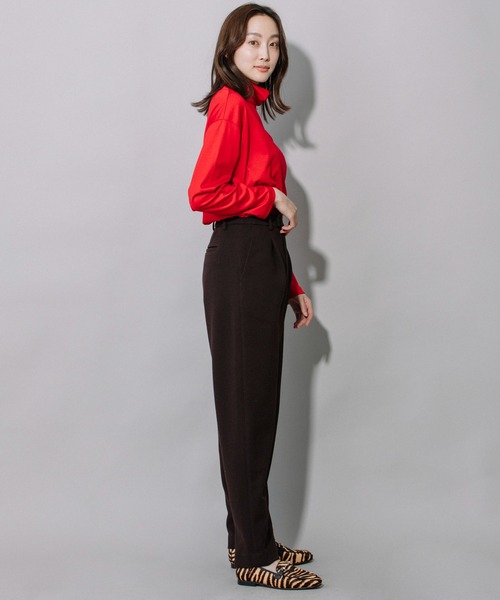 Munich（ミューニック）の「ダブルフェイスブークレーワイドカーブパンツ（スラックス・レディース・ブラック/ダークブラウン/ライトカーキ・S/M/XS）」の20枚目の写真