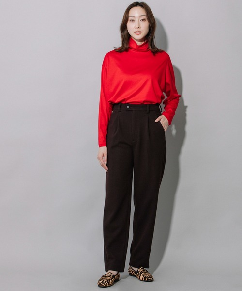 Munich（ミューニック）の「ダブルフェイスブークレーワイドカーブパンツ（スラックス・レディース・ブラック/ダークブラウン/ライトカーキ・S/M/XS）」の19枚目の写真