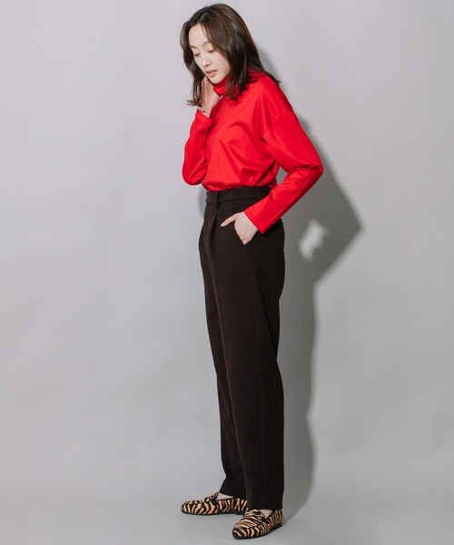 Munich（ミューニック）の「ダブルフェイスブークレーワイドカーブパンツ（スラックス・レディース・ブラック/ダークブラウン/ライトカーキ・S/M/XS）」の21枚目の写真