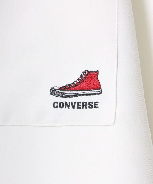 CONVERSE(コンバース)の「CONVERSE/コンバース オーバーサイズ ワンポイント刺繍 オールスター スニーカー ワッペン ワークシャツ(シャツ/ブラウス・メンズ・ホワイト/ライトグレー/ブラック/グリーン・LL/M/L)」の13枚目の写真