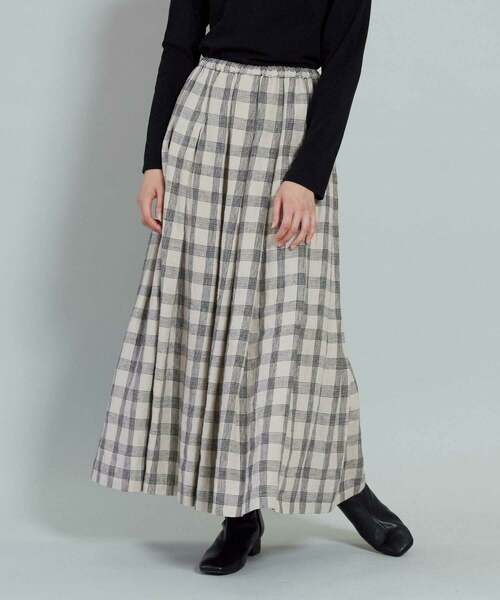 conges payes ADIEU TRISTESSE（コンジェ ペイエ アデュートリステス）の「リネンタックスカート（スカート・レディース・ネイビー/キナリ・38）」の2枚目の写真