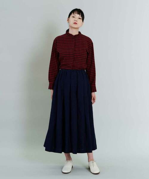 conges payes ADIEU TRISTESSE（コンジェ ペイエ アデュートリステス）の「リネンタックスカート（スカート・レディース・ネイビー/キナリ・38）」の3枚目の写真