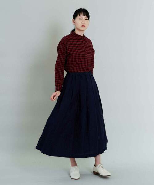 conges payes ADIEU TRISTESSE（コンジェ ペイエ アデュートリステス）の「リネンタックスカート（スカート・レディース・ネイビー/キナリ・38）」の4枚目の写真