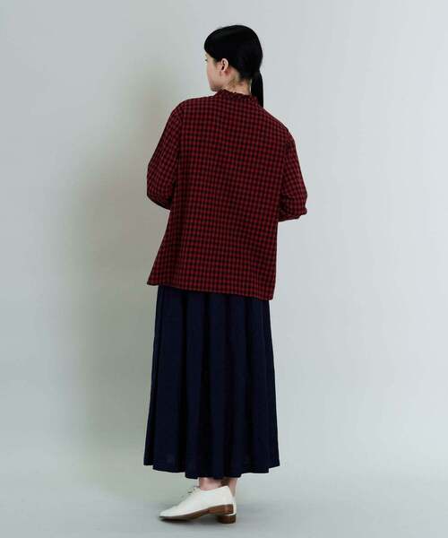 conges payes ADIEU TRISTESSE（コンジェ ペイエ アデュートリステス）の「リネンタックスカート（スカート・レディース・ネイビー/キナリ・38）」の6枚目の写真